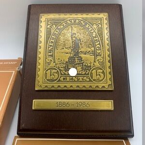 Vintage Avon Gold and Brown Vintage Collectible Stamp Plaque